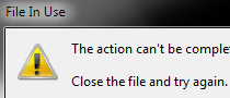 Explorer gives the error 'File In Use'